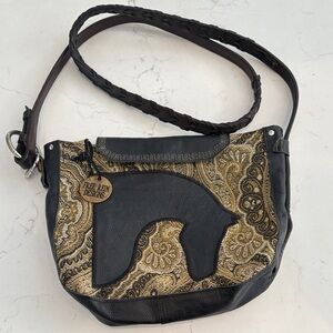 Free Rein Designs Tapestry and Leather Crossbody Bag